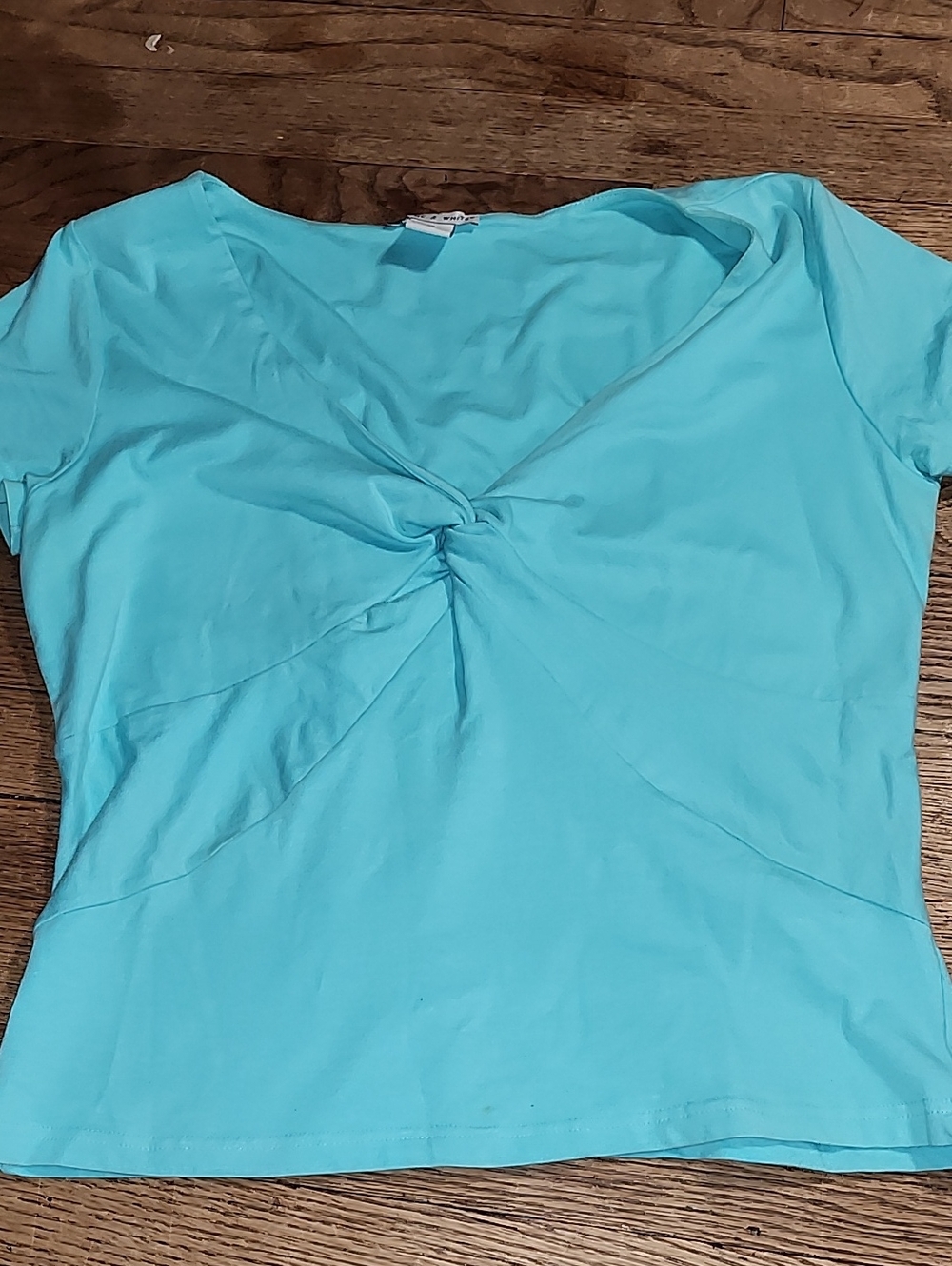 Light Aqua Twist-Front Short Sleeve Tee